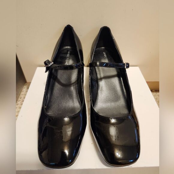 New Marc Fisher "Charin" Blk Pat. Leather Block Heel Mary Jane Pumps Sz.10 $128 - Picture 6 of 9